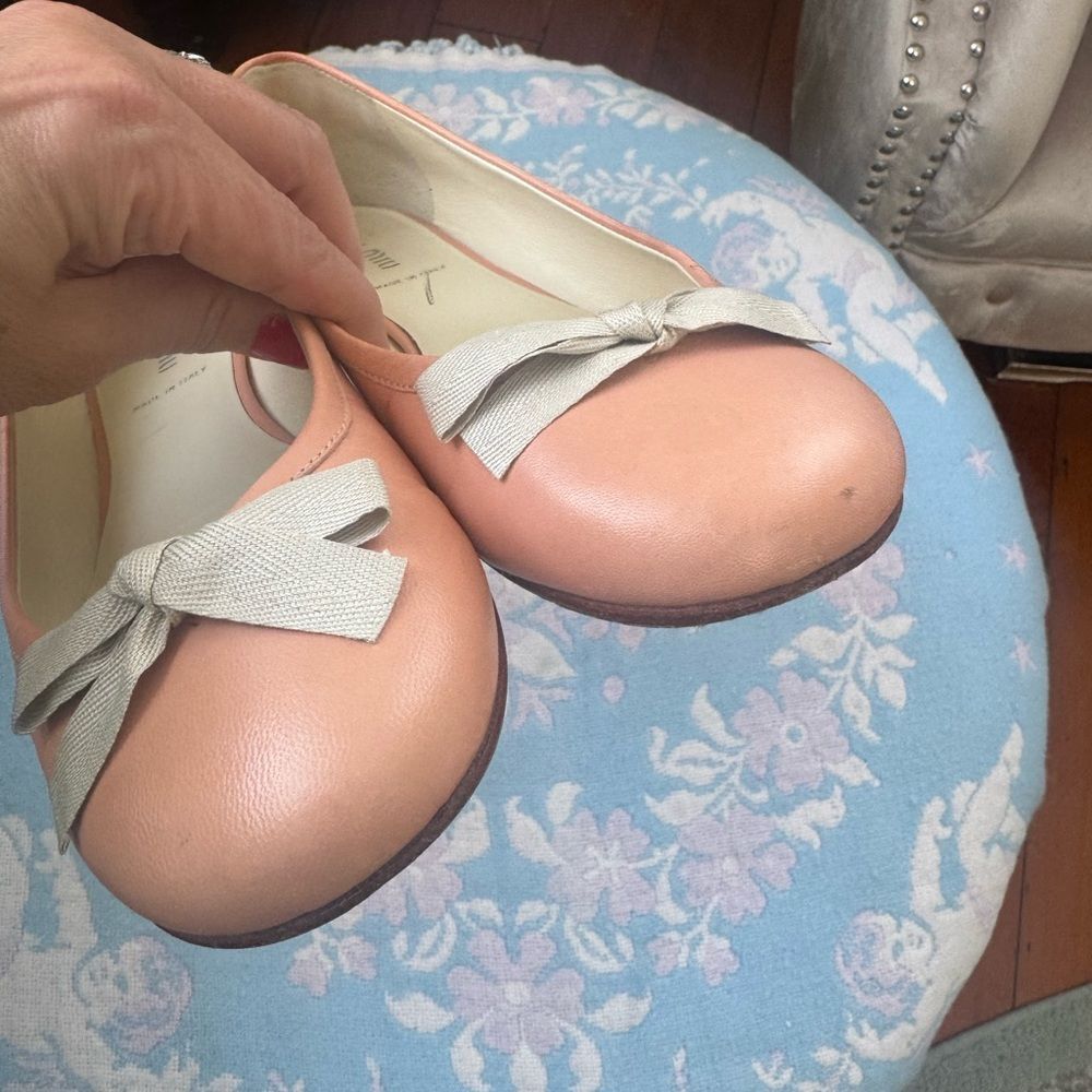 *Miu Miu* 37.5 Blush Peach-Pink Ballet Flats Leather Loafers - Picture 4 of 12